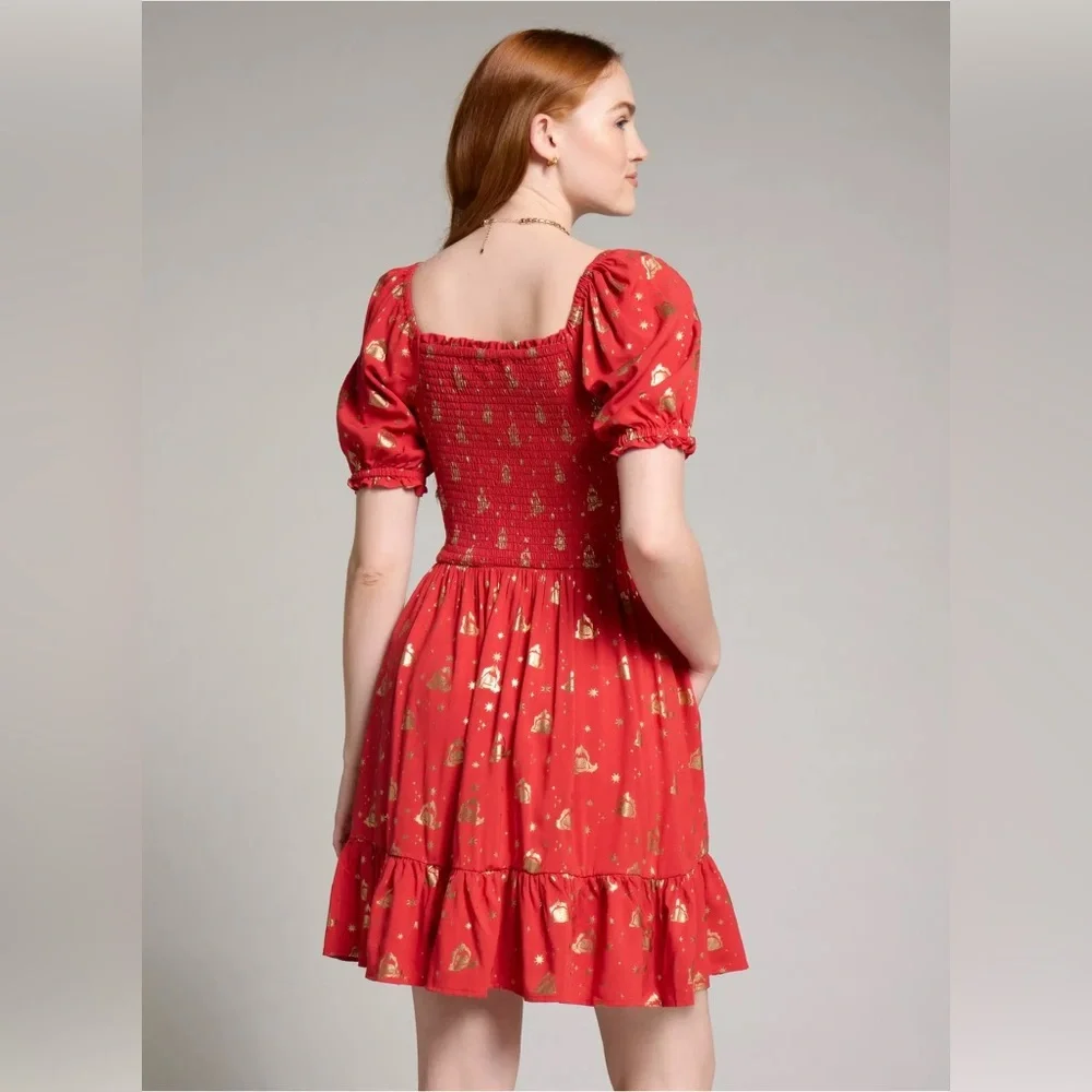 Studio Ghibli® Howl's Moving Castle Calcifer Starry Allover Print Smock Dress - Picture 2 of 4